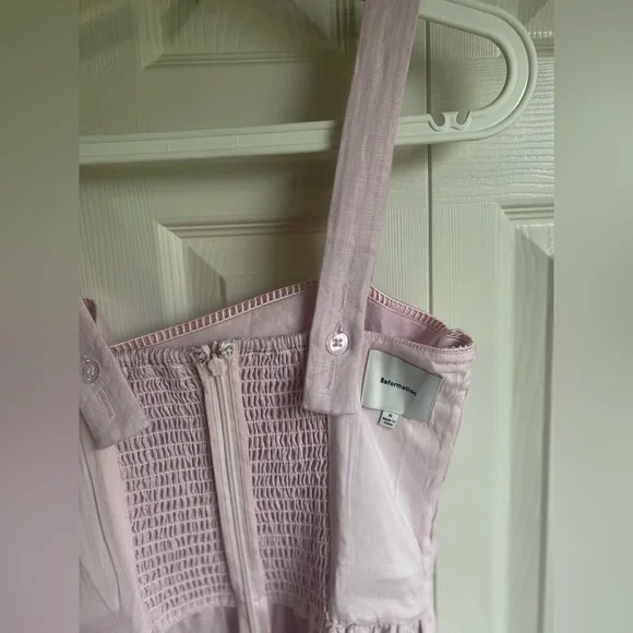 New Reformation Everett Midi Linen Sleeveless Dress - Size 6 Cherry Blossom Pink - Picture 10 of 12